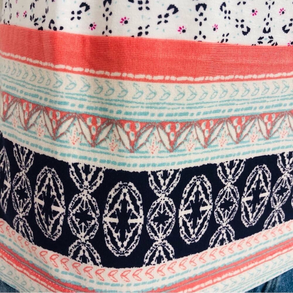 NWT Skies Are Blue Casual Embroidered Tank Top Medallion Print Cream Blue Coral - Picture 14 of 16